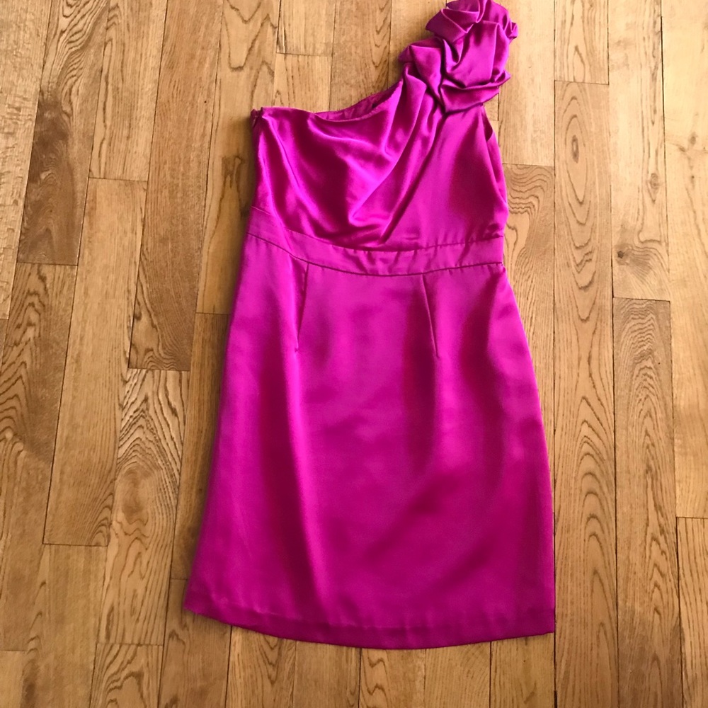 Hot pink, one shoulder dress, size6-The Limited.